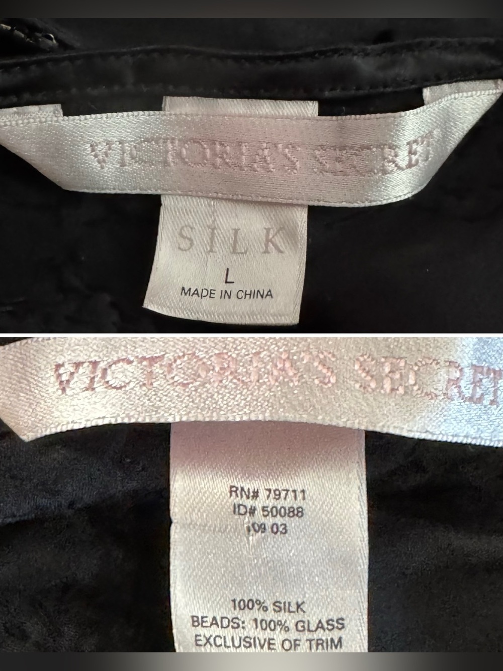 Y2K Victoria’s Secret Silk Beaded Sequins Black Vintage Maxi Gown Slip Dress L - Picture 3 of 6